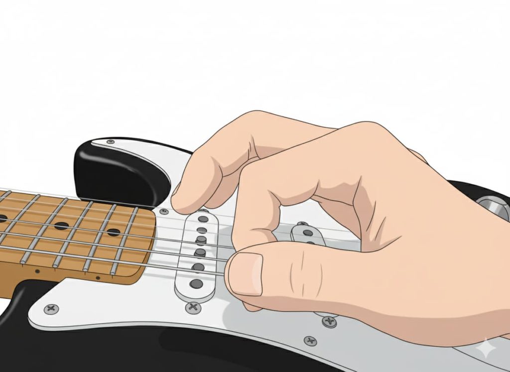 GeminiNanoBananaでAI加工した「スナップピッキングを振りかぶっている」画像