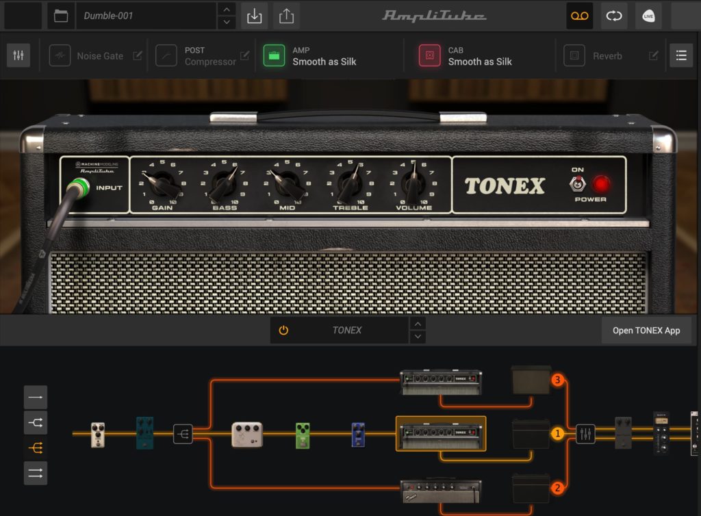 AmpliTube5のパラレル・ルーティング画面