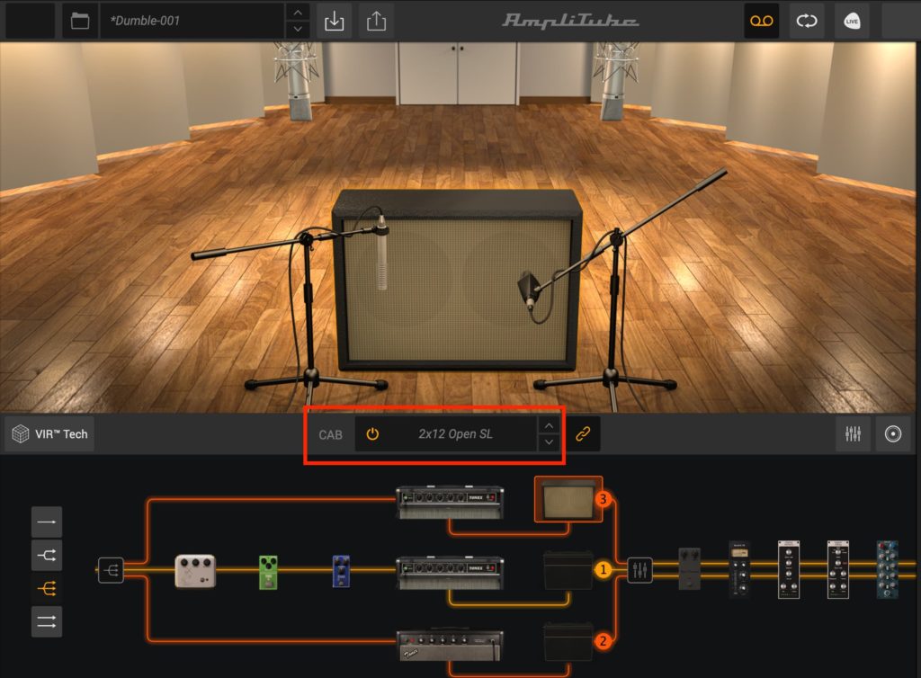 AmpliTube5のキャビネットセクションの画面